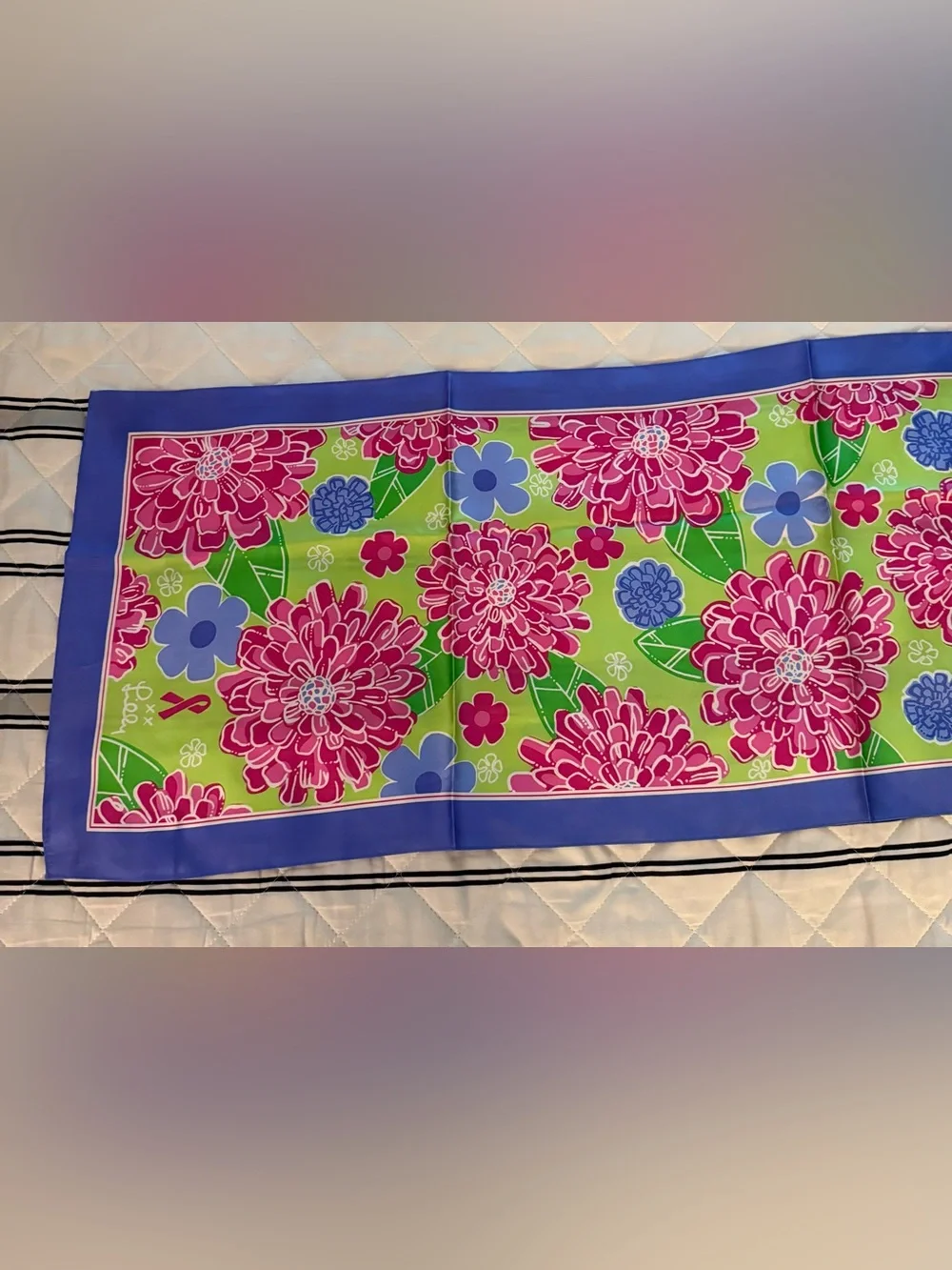 Vintage Lilly Pulitzer Floral Silk Scarf 2005 Ford Breast Cancer Awareness EUC